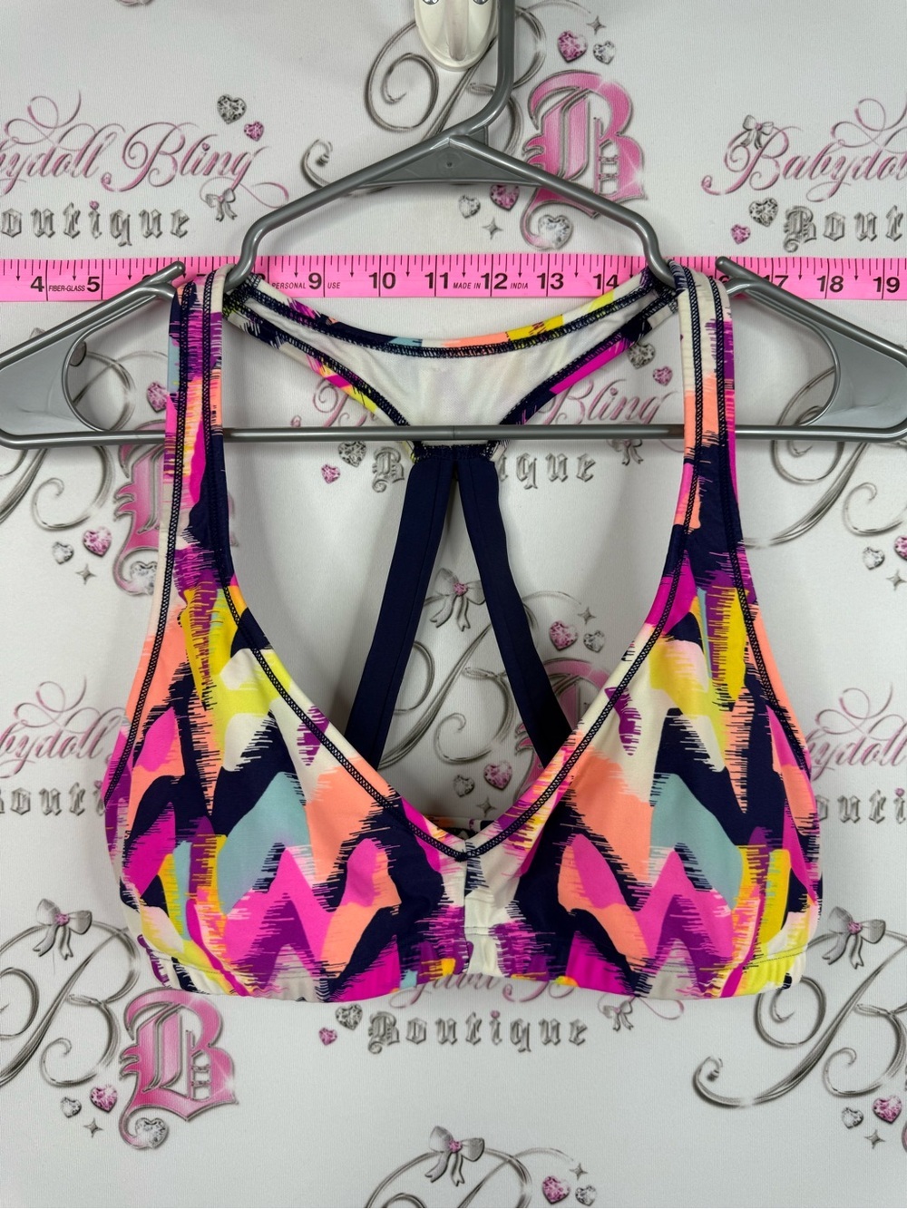 Roxy bikini or sports bra Chevron Sports Bralette - Pink, Yellow, Navy, Peach